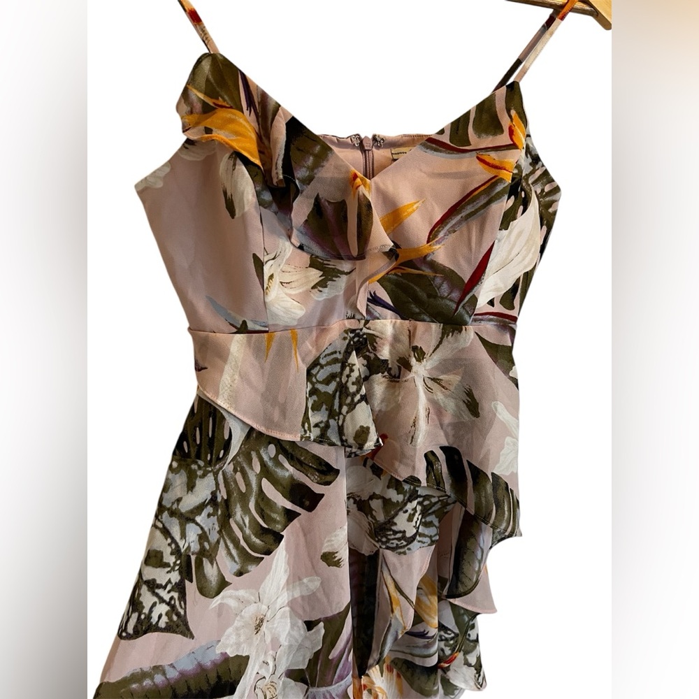 GUESS Floral Tank Top - Ruffle - Sheer - SZ S Women